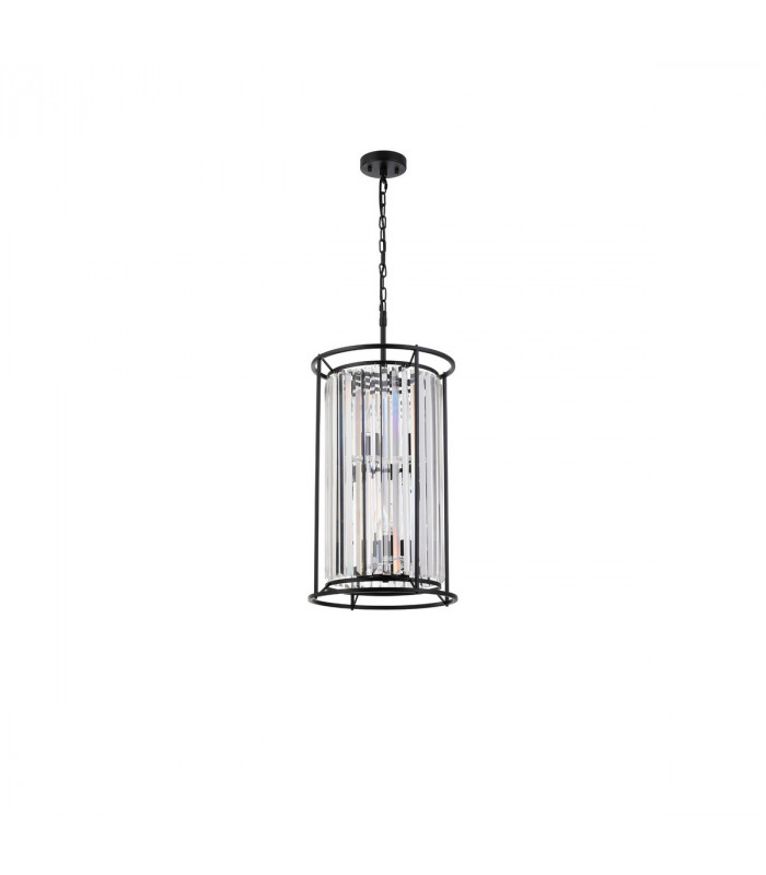 Guilford 2 Tier Ceiling Pendant 3+3 Light E14 Satin Black Clear-4
