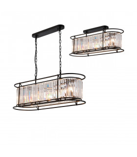 Guilford Oval Ceiling Pendant 7 Light E14 Satin Black Clear-1