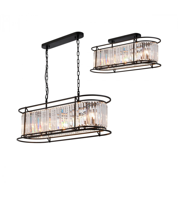 Guilford Oval Ceiling Pendant 7 Light E14 Satin Black Clear-1