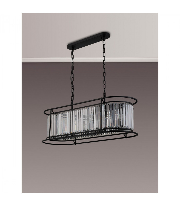 Guilford Oval Ceiling Pendant 7 Light E14 Satin Black Clear-8