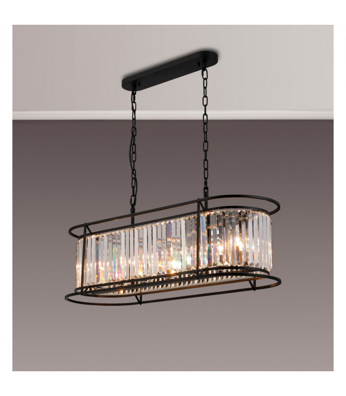 Guilford Oval Ceiling Pendant 7 Light E14 Satin Black Clear-9