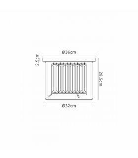 Guilford Ceiling Lamp 3 Light E27 Satin Black Clear-2