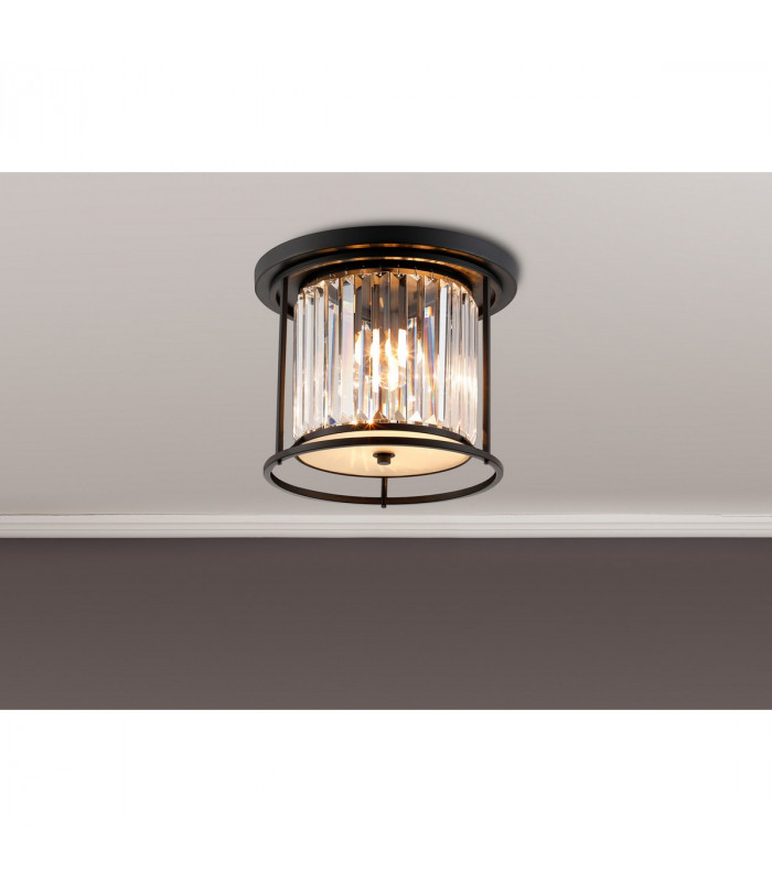 Guilford Ceiling Lamp 3 Light E27 Satin Black Clear-3