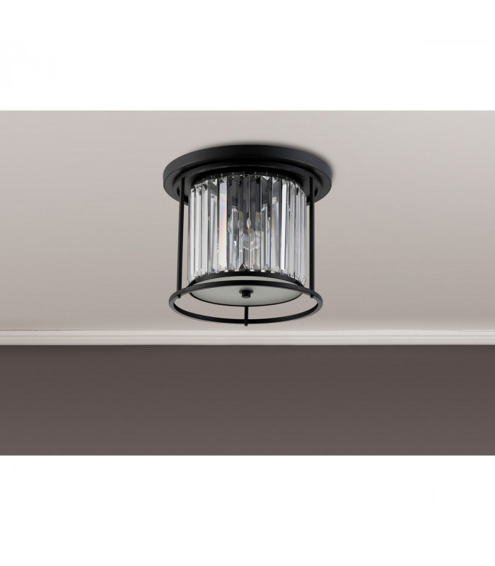Guilford Ceiling Lamp 3 Light E27 Satin Black Clear-7