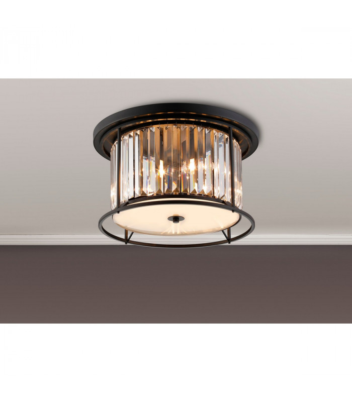 Guilford Ceiling Lamp 4 Light E27 Satin Black Clear-3