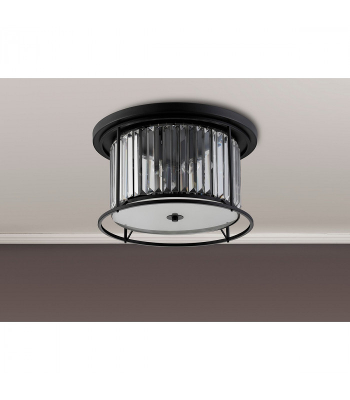 Guilford Ceiling Lamp 4 Light E27 Satin Black Clear-7