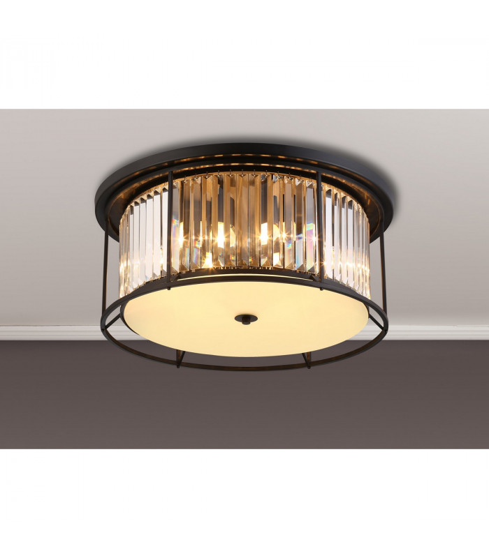 Guilford Ceiling Lamp 6 Light E27 Satin Black Clear-3