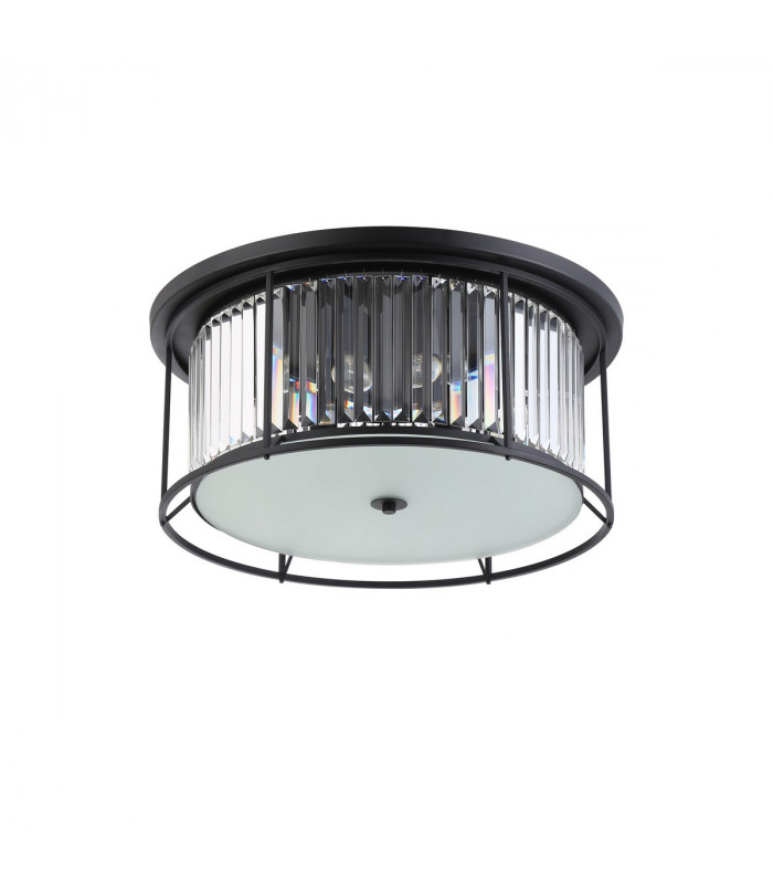 Guilford Ceiling Lamp 6 Light E27 Satin Black Clear-4