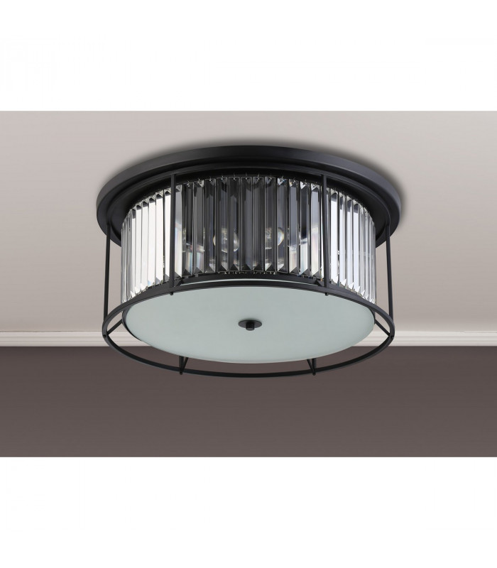 Guilford Ceiling Lamp 6 Light E27 Satin Black Clear-7