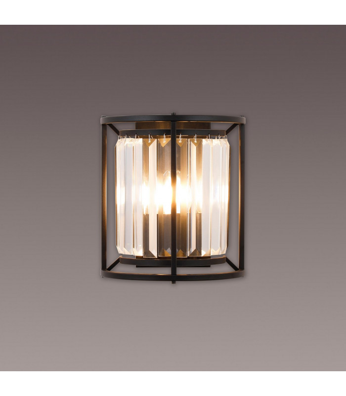 Guilford Wall Lamp 2 Light E14 Satin Black Clear-3