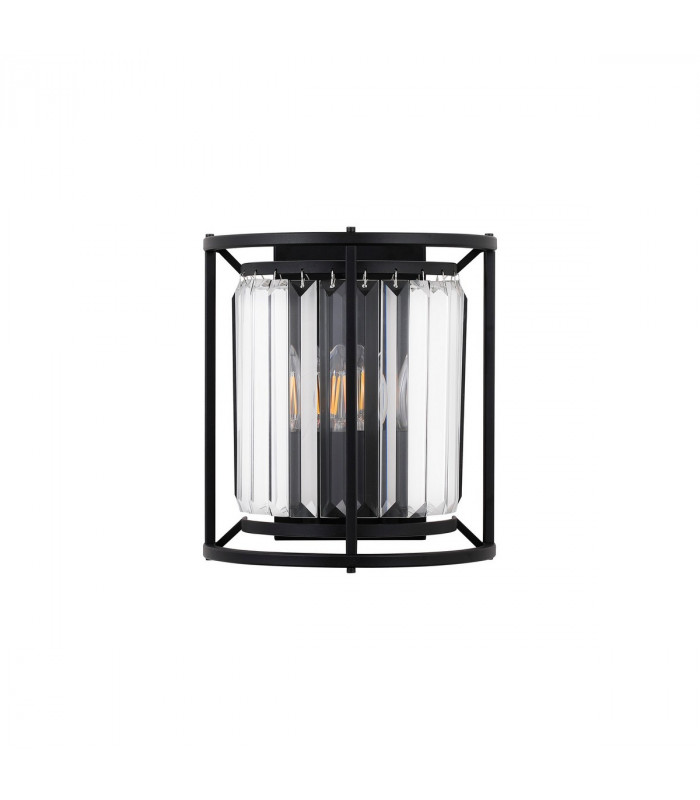 Guilford Wall Lamp 2 Light E14 Satin Black Clear-4