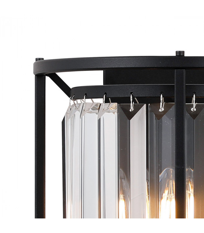 Guilford Wall Lamp 2 Light E14 Satin Black Clear-5