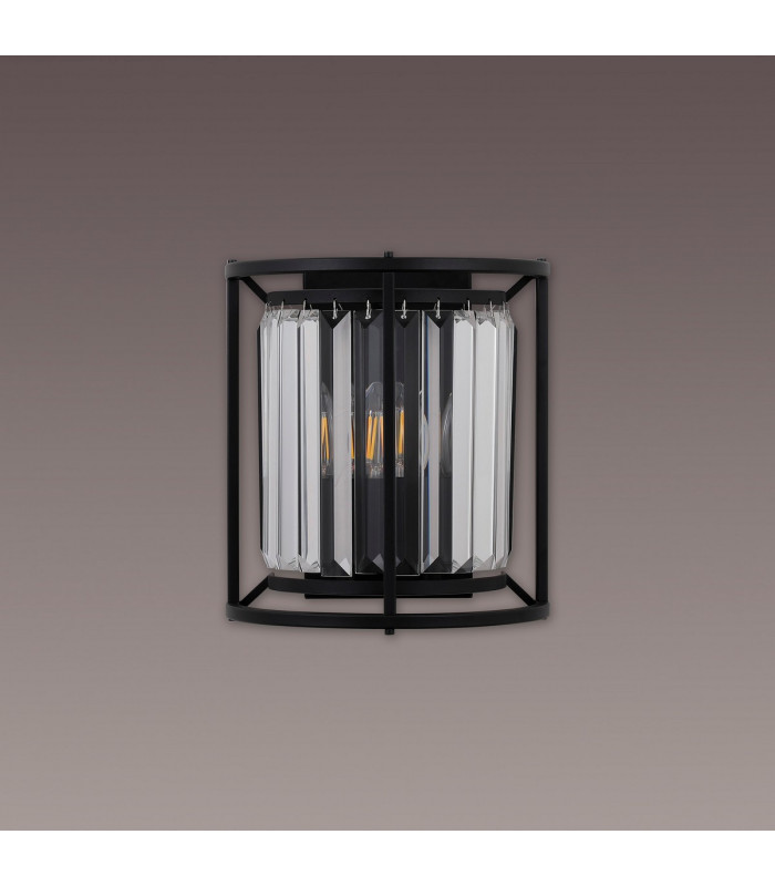 Guilford Wall Lamp 2 Light E14 Satin Black Clear-7