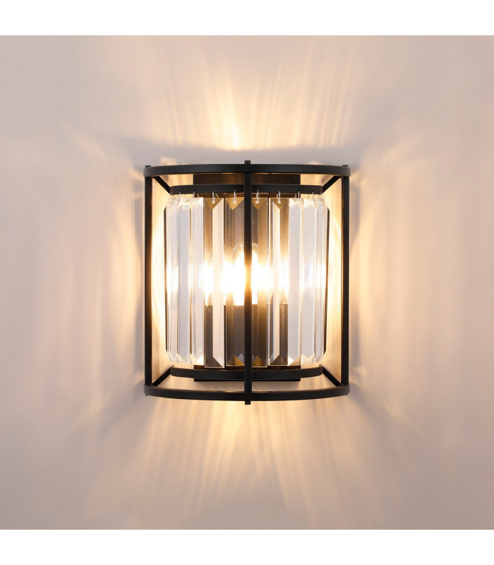 Guilford Wall Lamp 2 Light E14 Satin Black Clear-8