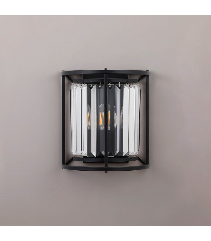 Guilford Wall Lamp 2 Light E14 Satin Black Clear-9