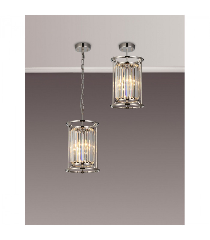 Guilford Ceiling Pendant E27 Polished Nickel Clear-3