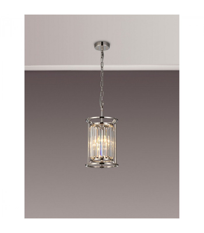Guilford Ceiling Pendant E27 Polished Nickel Clear-8