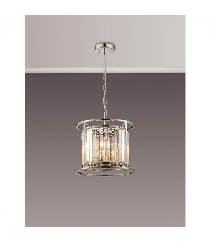 Guilford Ceiling Pendant Semi Ceiling Lamp Convertible 3 Light E14 Polished Nickel Clear-9