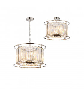 Guilford Ceiling Pendant Semi Ceiling Lamp Convertible 6 Light E14 Polished Nickel Clear-1