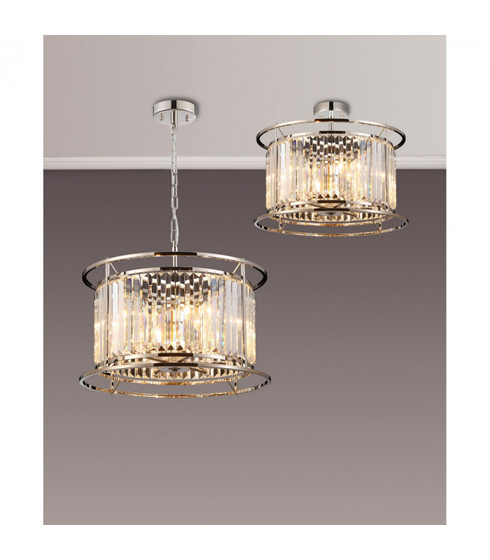 Guilford Ceiling Pendant Semi Ceiling Lamp Convertible 6 Light E14 Polished Nickel Clear-3