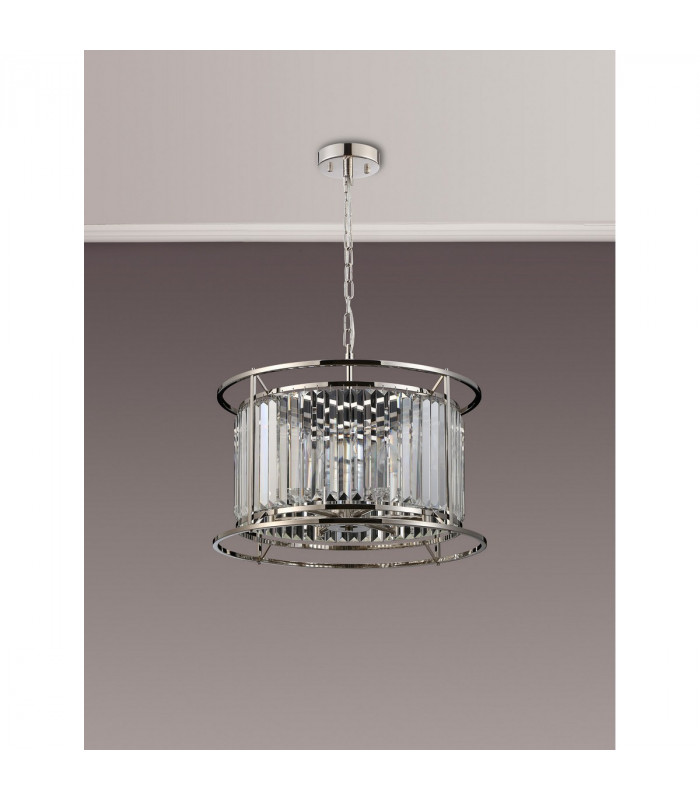 Guilford Ceiling Pendant Semi Ceiling Lamp Convertible 6 Light E14 Polished Nickel Clear-8