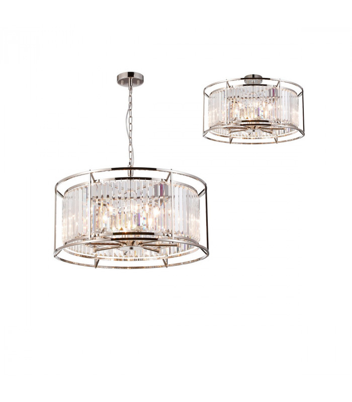 Guilford Ceiling Pendant Semi Ceiling Lamp Convertible 8 Light E14 Polished Nickel Clear-1