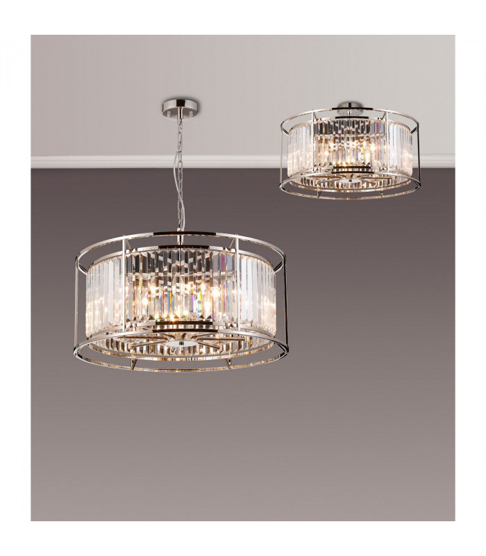 Guilford Ceiling Pendant Semi Ceiling Lamp Convertible 8 Light E14 Polished Nickel Clear-3
