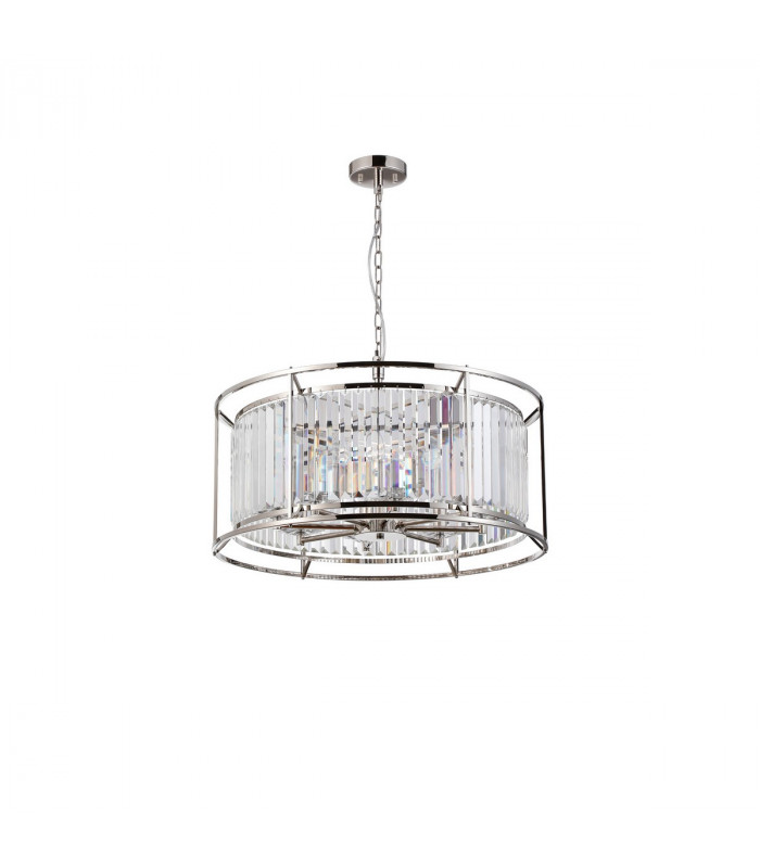 Guilford Ceiling Pendant Semi Ceiling Lamp Convertible 8 Light E14 Polished Nickel Clear-4