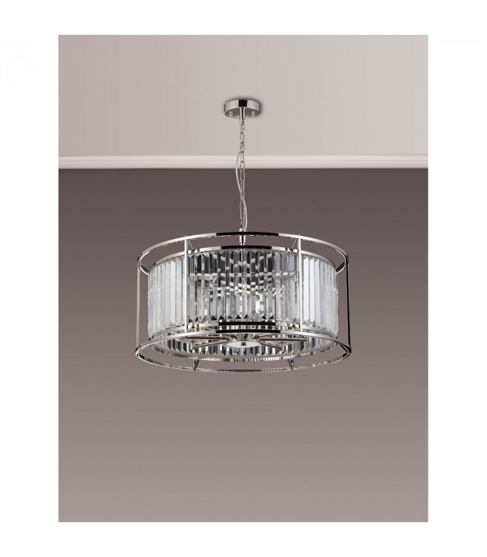 Guilford Ceiling Pendant Semi Ceiling Lamp Convertible 8 Light E14 Polished Nickel Clear-9