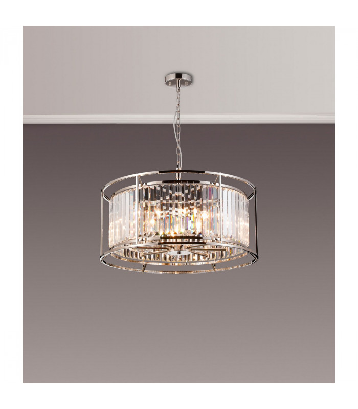 Guilford Ceiling Pendant Semi Ceiling Lamp Convertible 8 Light E14 Polished Nickel Clear-10