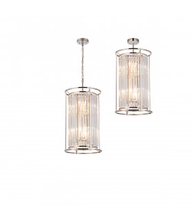 Guilford 2 Tier Ceiling Pendant 3+3 Light E14 Polished Nickel Clear-1