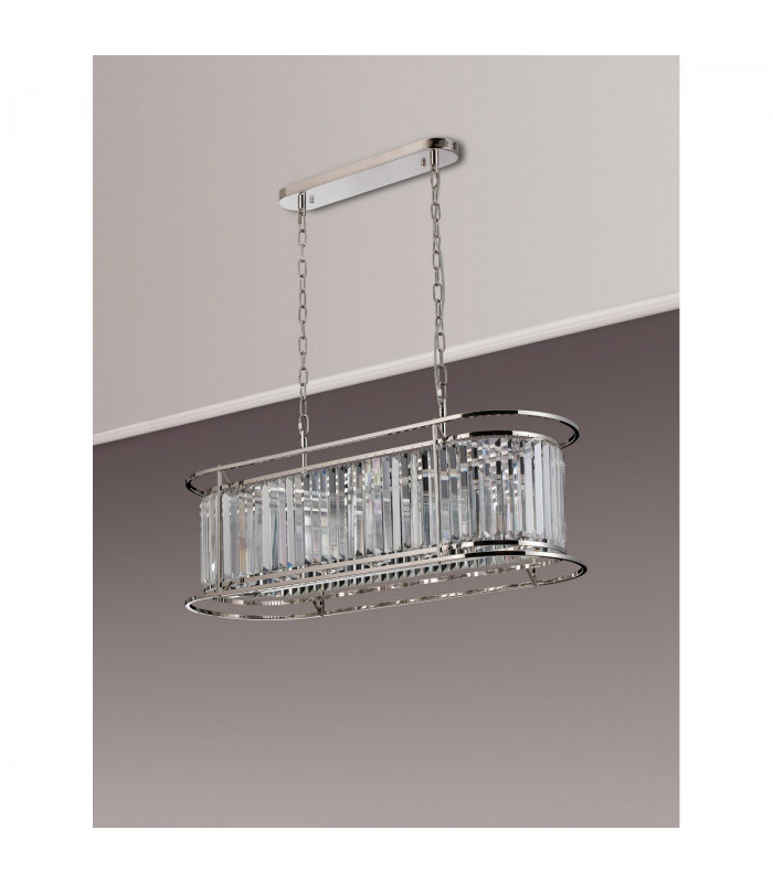 Guilford Oval Ceiling Pendant 7 Light E14 Polished Nickel Clear-9