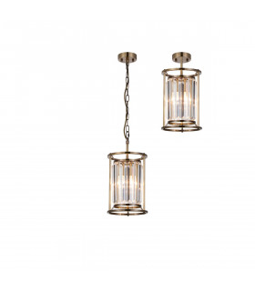Guilford Ceiling Pendant E27 Antique Brass Clear-1