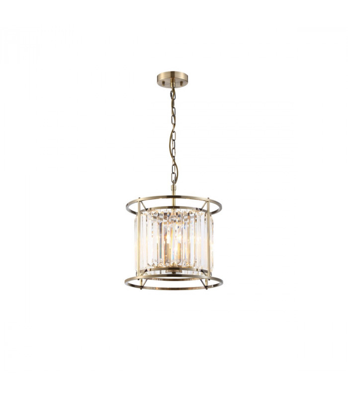 Guilford Ceiling Pendant Semi Ceiling Lamp Convertible 3 Light E14 Antique Brass Clear-1