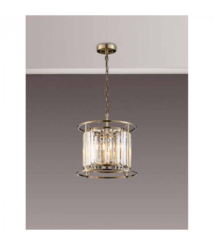 Guilford Ceiling Pendant Semi Ceiling Lamp Convertible 3 Light E14 Antique Brass Clear-3
