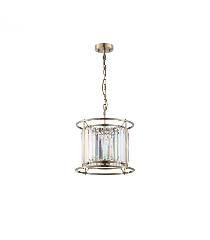 Guilford Ceiling Pendant Semi Ceiling Lamp Convertible 3 Light E14 Antique Brass Clear-4