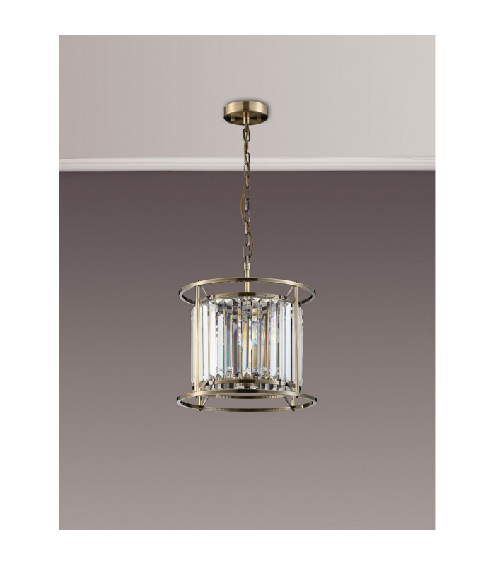 Guilford Ceiling Pendant Semi Ceiling Lamp Convertible 3 Light E14 Antique Brass Clear-8