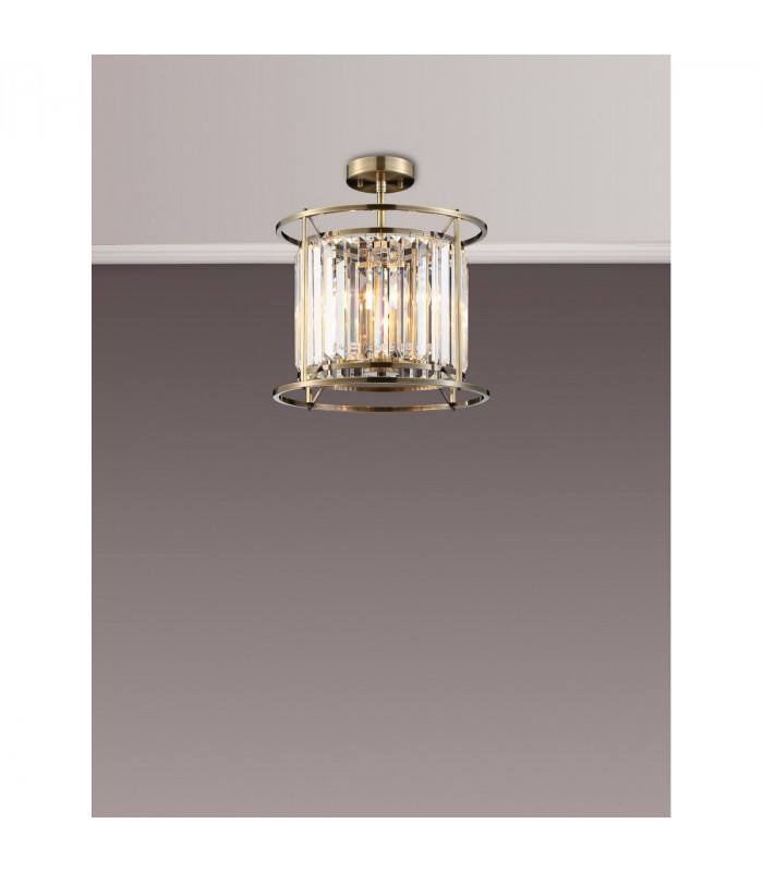 Guilford Ceiling Pendant Semi Ceiling Lamp Convertible 3 Light E14 Antique Brass Clear-9