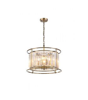 Guilford Ceiling Pendant Semi Ceiling Lamp Convertible 6 Light E14 Antique Brass Clear-1
