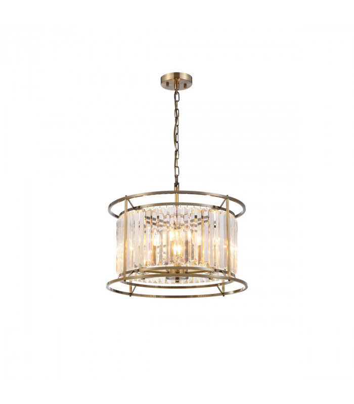 Guilford Ceiling Pendant Semi Ceiling Lamp Convertible 6 Light E14 Antique Brass Clear-1