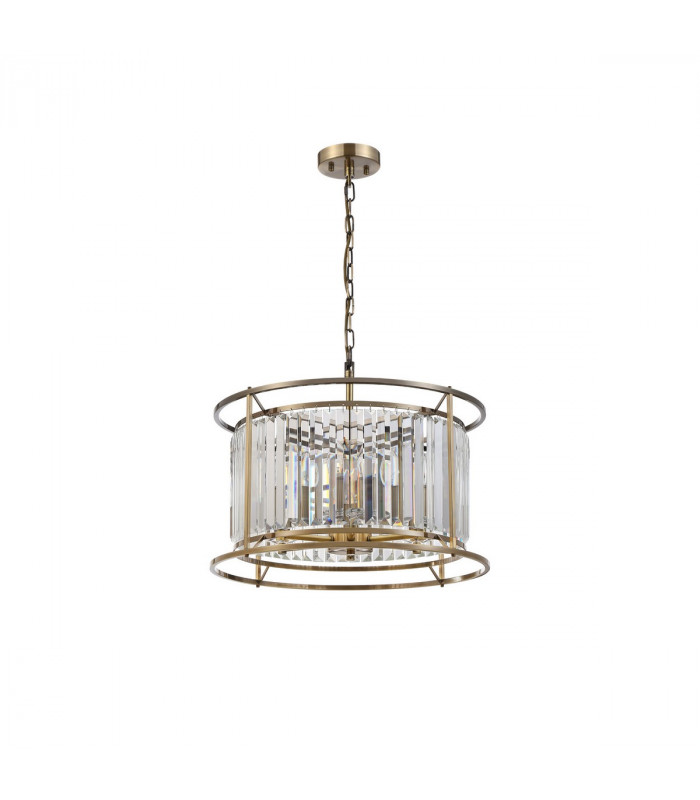 Guilford Ceiling Pendant Semi Ceiling Lamp Convertible 6 Light E14 Antique Brass Clear-4