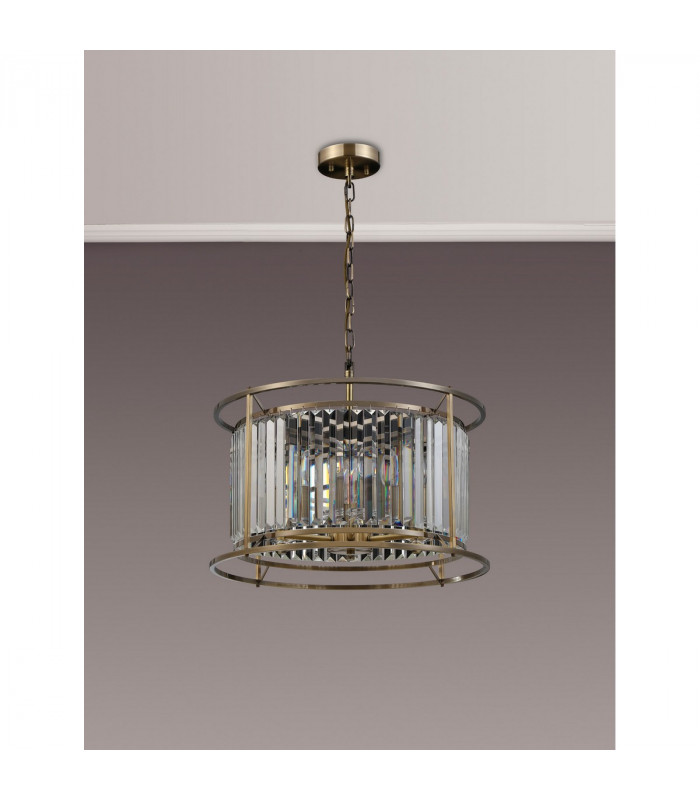 Guilford Ceiling Pendant Semi Ceiling Lamp Convertible 6 Light E14 Antique Brass Clear-9