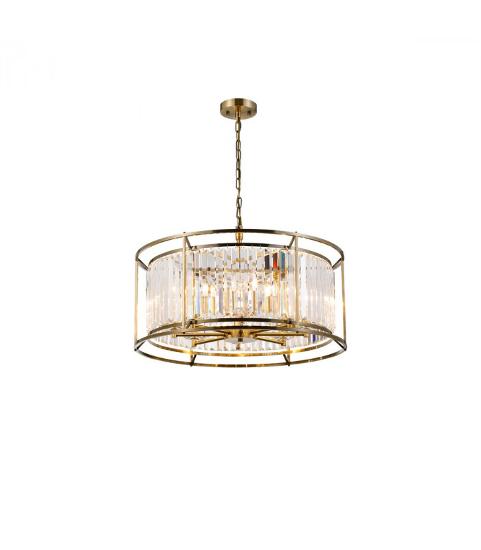 Guilford Ceiling Pendant Semi Ceiling Lamp Convertible 8 Light E14 Antique Brass Clear-1