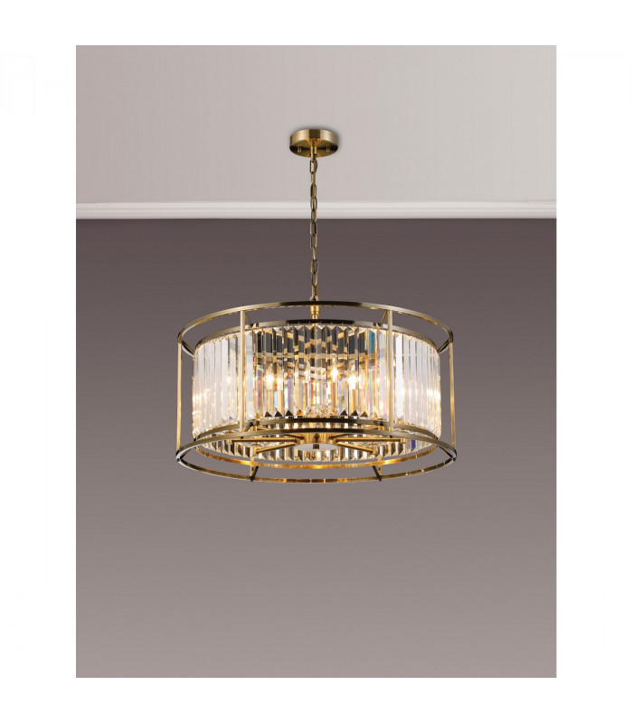 Guilford Ceiling Pendant Semi Ceiling Lamp Convertible 8 Light E14 Antique Brass Clear-3