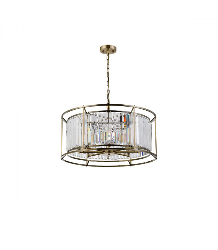 Guilford Ceiling Pendant Semi Ceiling Lamp Convertible 8 Light E14 Antique Brass Clear-4