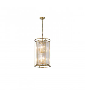 Guilford 2 Tier Ceiling Pendant 3+3 Light E14 Antique Brass Clear-1
