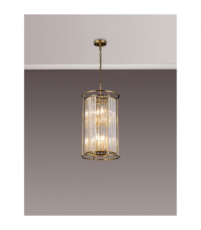 Guilford 2 Tier Ceiling Pendant 3+3 Light E14 Antique Brass Clear-3