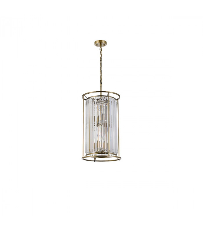 Guilford 2 Tier Ceiling Pendant 3+3 Light E14 Antique Brass Clear-4