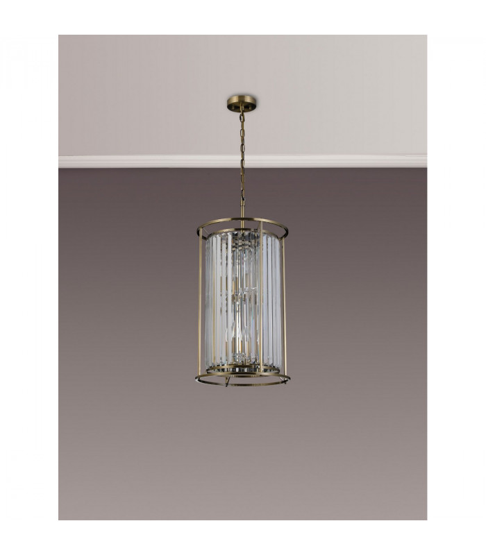 Guilford 2 Tier Ceiling Pendant 3+3 Light E14 Antique Brass Clear-9