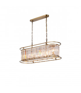 Guilford Oval Ceiling Pendant 7 Light E14 Antique Brass Clear-1